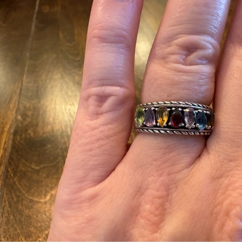 Effy Multicolor Semi-precious Gemstone Sterling Silver Ring - Size 7 - Picture 12 of 12